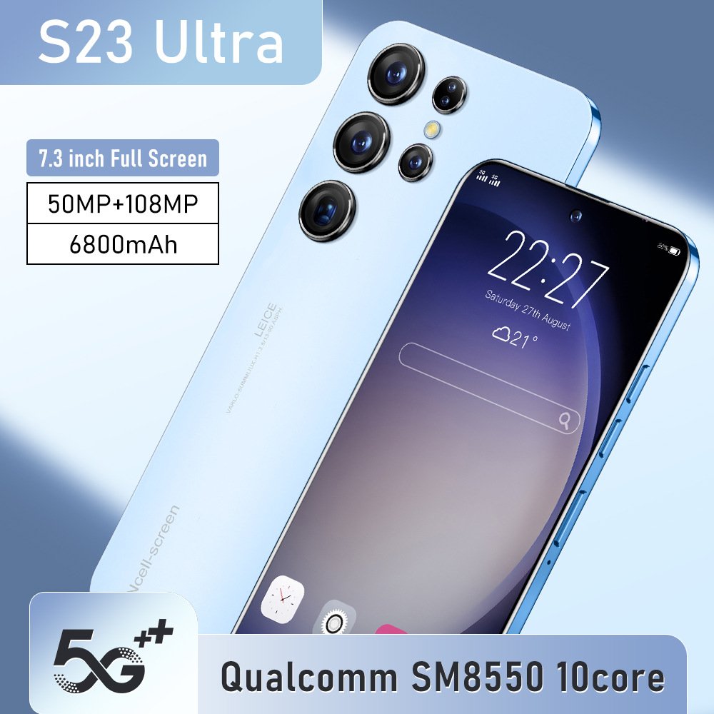 Hot Selling Mobile phone S23Ultra Smart phone real 4GB mobile phone 6.6 inch perforation HD screen Telefonos inteligentes